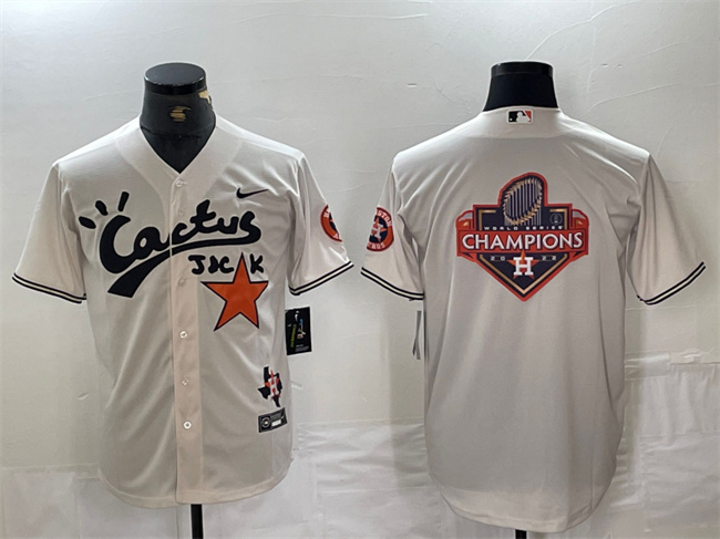 Men's Houston Astros Team Big Logo Cream Cactus Jack Vapor Premier Limited Stitched Baseball Jersey